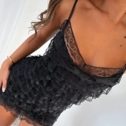 Sugar And Spice Lace Mini Dress Black