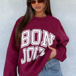 Take Me To Paris Oversized Sweater Wine -Outlet Poise Nest Store TAKE ME TO PARIS SWEATER 7.06.23 01