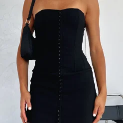 Tunnel Vision Corset Mini Dress Black -Outlet Poise Nest Store TUNNEL VISION CORSET DRESS 100123 12