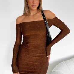 Won't Get Over You Long Sleeve Mini Dress Bronze