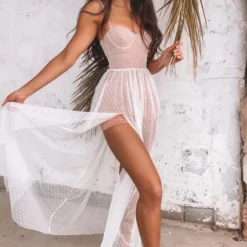 Totally Bangin' Mesh Maxi Dress White -Outlet Poise Nest Store lucygrassso2