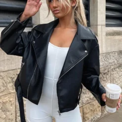 Seal The Deal PU Biker Jacket Black -Outlet Poise Nest Store lucyledgeway