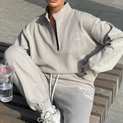 The Highest Demand Zip Front Sweater Taupe -Outlet Poise Nest Store sss